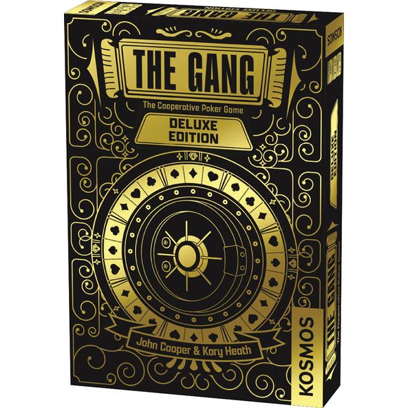 All the fun and challenge of The Gang, now with deluxe game materials and bonus expansions! Round up your gang and get ready to pull off a series of bank heists using the power of poker. The Gang is an innovative, cooperative version of a poker game in which players bet on how good they think their hand of cards will be relative to the other players and then try to make their predictions a reality.  This deluxe edition comes with two expansion packs with new game mechanics and variations, ceramic poker chip