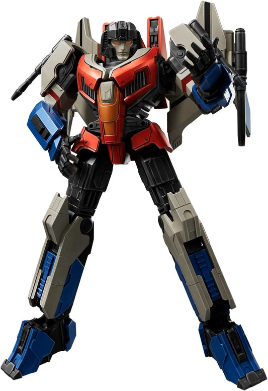 Command your desktop with this limited edition Starscream from Transformers ONE! This 4.96 in model kit features glowing LED eyes and chest, screen-accurate battle details, and 20+ points of articulation including twin-jointed wings. Each model kit comes with 87 snap-fit pieces, requiring no tools or glue for assembly.

Ready to join the Decepticon ranks? Your kit includes battle accessories, two display stands, and an exclusive bonus Megatron vehicle (2.44×0.79 in). Don't miss your chance to own this colle