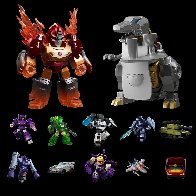 12 pocket-sized warriors with premium articulation and rare chase variants. Every 5.5cm model kit features 14 points of movement and metallic detailing.

Hunt for ultra-rare Special Armor (1:144) and Special Galaxy (5:144) types. From Optimus Prime to Grimlock, experience legendary characters with 360° head rotation and full-body movement. The Tyrants have arrived, and they're ready for battle.

12 warriors. Infinite poses. Pure collecting fury.