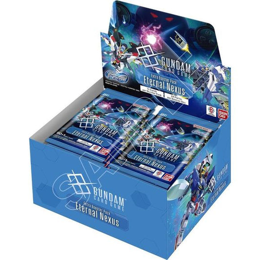 Release Date 6/26/2026
A battle that transcends generations begins with cards. The “SD Gundam G Generation Eternal” × “Gundam Card Game” collaboration is here.
This product contains numerous cards designed for multiplayer modes, such as team battles where two players form a team, and battle royale modes for up to four players.
A collaboration product between the app game "SD Gundam G Generation Eternal" and "GUNDAM CARD GAME" has arrived. Collaboration booster pack for “SD Gundam G Generation Eternal” is he