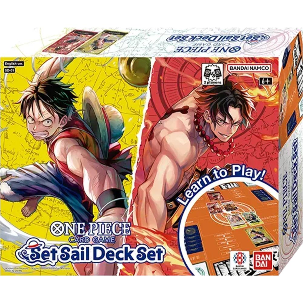 The perfect set for beginners has returned at a more accessible price! Learn how to play OPCG with the help of Luffy and Ace! Two constructed decks and DON!! Cards to start your journey are included!
Each deck gets its own Guide Book which makes it easier to learn how to play! Discover how to play simply by following the instructions, then try playing on your own once you’re ready!
Play directly with your friends or family on the 2-player playsheet and keep each deck safe with the 2 deck cases included!

Co