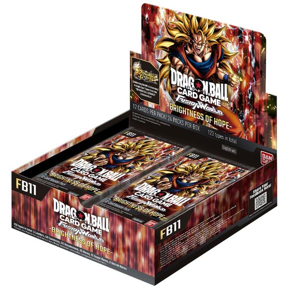 Each Dragon Ball Super Fusion World Sealed Booster Box contains:
• 24 booster packs
• 12 random cards per pack
• 1 Promotion code for the digital version per pack