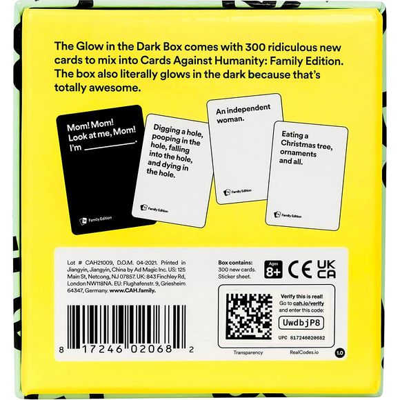 Cards Against Humanity: Family Edition Glow in The Dark Box 300-Card Expansion | Galactic Toys & Collectibles