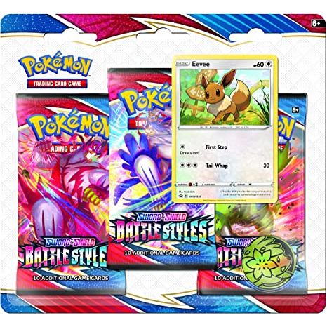 GIVE YOUR COLLECTION A BOOST: Includes 3 booster packs containing 10 cards each to advance your collection to a new level.
UNLEASH ALL NEW POWER: An exclusive promo card featuring either Eevee or Jolteon included with every blister pack to strengthen your deck.
BECOME THE GREATEST TRAINER: Will you find Mimikyu V, Tyranitar V, Empoleon V, or Gigantamax Urshifu?
GOTTA CATCH THEM ALL: The Pokemon Sword & Shield Battle Styles expansion brings over 160 brand new cards to collect. Will you find them all?
SHOW OF
