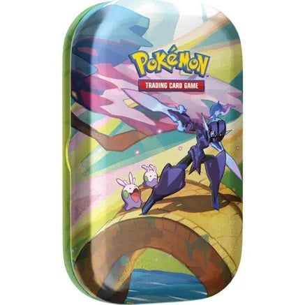 1 tin at random. Pokémon Favorites in the Palm of Your Hand!
In this Pokémon TCG: Vibrant Paldea Mini Tin, you’ll find:

• 2 Pokémon TCG booster packs
• 1 sticker sheet
• A Pokémon art card showing the art from this Mini Tin—you can collect and combine all 5!
