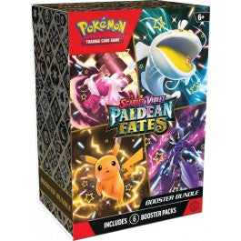 Shine Bright with Pokemon from Paldea! The spotlight glistens on Shiny Pokemon making their fated return to the Pokemon TCG! Shiny Pikachu blazes the path forward as Tinkaton, Ceruledge, Dondozo, and more than 100 other Shiny Pokemon follow. Meanwhile, Great Tusk and Iron Treads appear as Ancient and Future Pokemon ex, and Charizard, Forretress, and Espathra show off their own unique skills as Shiny Tera Pokemon ex. Shed some light and discover sparkling wonders in the Scarlet & Violet-Paldean Fates expansi
