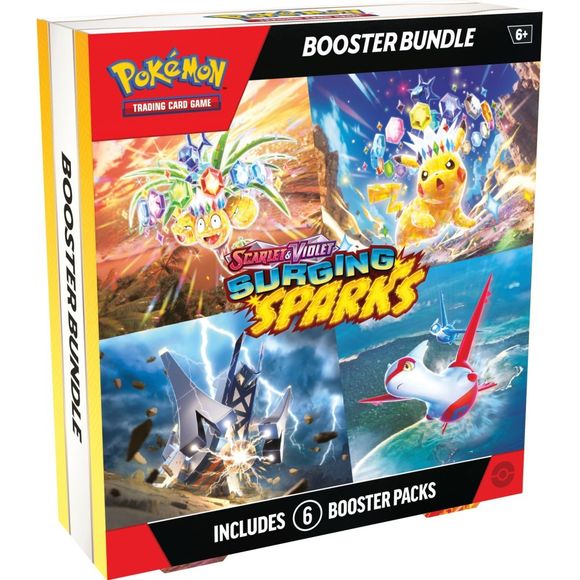 Release Date: 11/08/2024
A Growing Storm of Stellar Strength! Terawatts of electricity crash down from the sky in a tropical paradise, setting the stage for the supercharged Pikachu ex! With the power of a Stellar Tera Pokemon ex, it lights up the shoreline, revealing a parade of dragon Pokemon led by the towering Alolan Exeggutor ex! Archaludon ex and Latias ex round out the horde, while new ACE SPEC cards and more new Pokemon ex bring surprises of their own. Currents crackle and dragons roar in the Pokemo