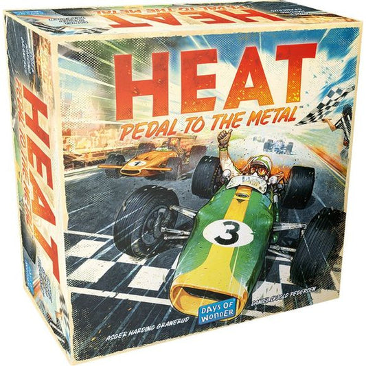 Based on simple and intuitive hand management, Heat: Pedal to the Metal puts players in the driver's seat of intense car races, jockeying for position to cross the finish line first, while managing their car's speed if they don't want to overheat. Selecting the right upgrades for their car will help them hug the curves and keep their engine cool enough to maintain top speeds. Ultimately, their driving skills will be the key to victory!

Drivers can compete in a single race or use the "Championship System" t