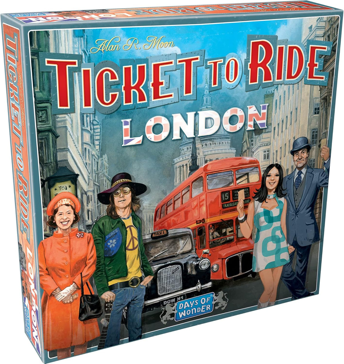 Ticket to Ride: London is an elegantly simple version of Ticket to Ride where players race around 1970s London to claim the most important bus lines and complete their Destination Tickets, connecting Districts in the capital of the United Kingdom. With its quick and compact format, Ticket to Ride: London is fast-paced, easy to learn in three minutes, and extremely portable. Perfect for new players and veterans alike.