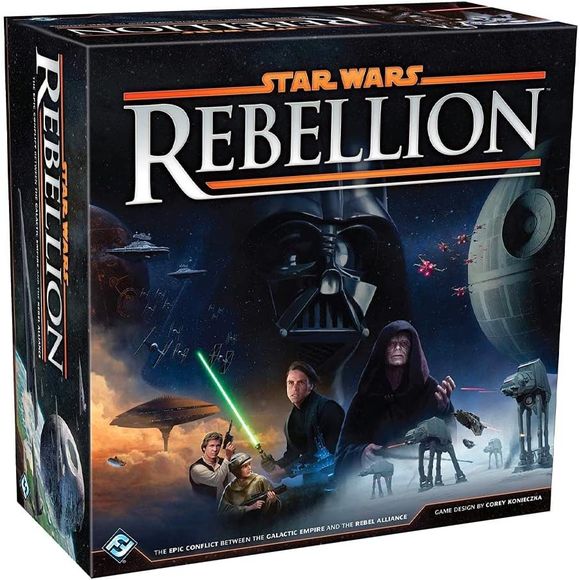 Star Wars™: Rebellion is a board game of epic conflict between the Galactic Empire and Rebel Alliance for two to four players!

Experience the Galactic Civil War like never before. In Star Wars™: Rebellion, you control the entire Galactic Empire or the fledgling Rebel Alliance. You must command starships, account for troop movements, and rally systems to your cause. Featuring more than 150 plastic miniatures and two game boards that account for thirty-two of the Star Wars™ galaxy's most notable systems, Sta