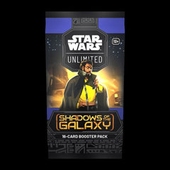 Enter a galaxy of endless possibilities in Star Wars™: Unlimited! In this fast-paced, easy-to-learn trading card game, you and your opponent face off in exciting head-to-head battles full of iconic Star Wars characters. In this booster pack for the game’s second set, Shadows of the Galaxy, you’ll find 16 cards to add to your collection, including 9 common cards, 3 uncommon cards, 1 rare or legendary card, 1 leader, 1 base/token, and 1 foil card.