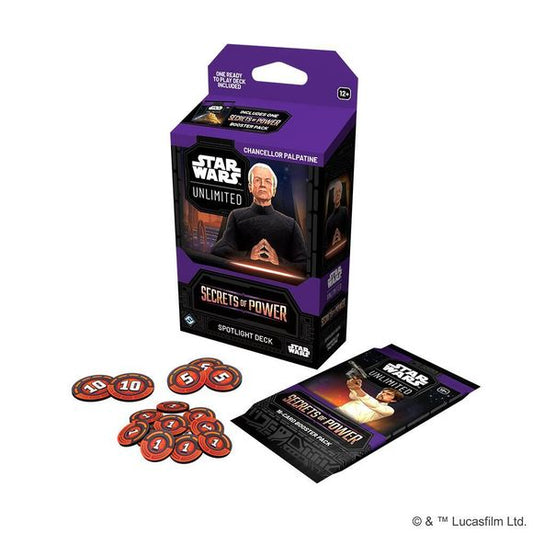 Release Date 11/7/2025
Enter a galaxy of endless possibilities in Star Wars™: Unlimited! In this fast-paced, easy-to-learn trading card game, you and your opponent face off in exciting head-to-head battles full of iconic Star Wars characters. These pre-built, ready-to-play 50-card decks provides everything you need to dive into the game’s sixth set, Secrets of Power.

Contents:
50 Cards • 1 Secrets of Power booster pack