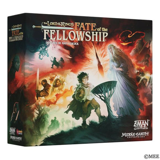 Defy fate and save Middle-earth!

The Lord of the Rings: Fate of the Fellowship is Matt Leacock's most mechanically-rich Pandemic System design to date. Gather heroes to defend the havens of Middle-earth from advancing shadow troops, complete objectives that will change each time you play, and help Frodo evade the hunting Nazgûl as he travels to Mount Doom to destroy the One Ring.
