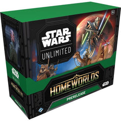 In this box, you’ll find 6 Booster Packs and enough tokens and materials for you to launch your journey into the game’s eighth set. This product launches one week before the rest of the set.

Contents:

• 6 Homeworlds packs, each containing:

• 16 Star Wars: Unlimited Homeworlds cards
• 1 Rare or Legendary card
• 9 Common cards
• 3 Uncommon Cards
• 1 Leader Card
• 1 Base/Token
• 1 Foil Card

The box comes with everything a player would need to participate in your store's prerelease sealed tournament, and ev