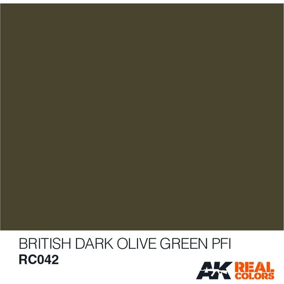 AK Interactive AFV Real Color RC042 British Dark Olive Green 10ml Hobby Paint | Galactic Toys & Collectibles