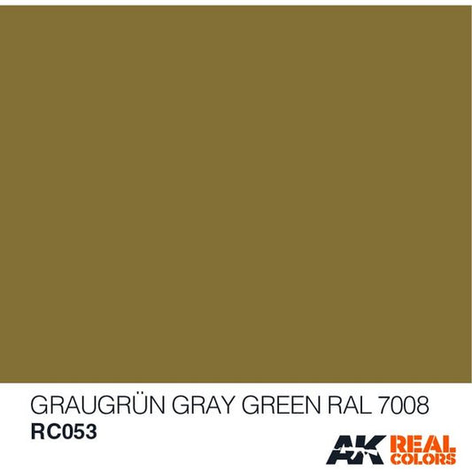 AK Interactive AFV Real Color RC053 Grey Green RAL7008 10ml Hobby Paint