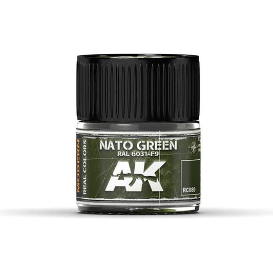 AK Interactive AFV Real Color RC080 Nato Green RAL 6031-F9 10ml Hobby Paint | Galactic Toys & Collectibles