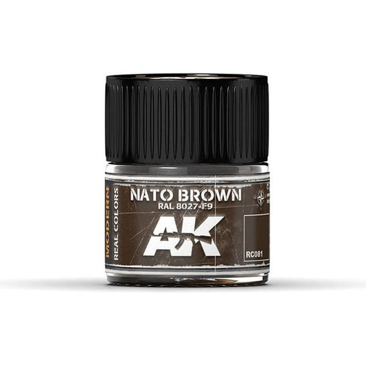 AK Interactive AFV Real Color RC081 Nato Brown RAL 8027-F9 10ml Hobby Paint | Galactic Toys & Collectibles