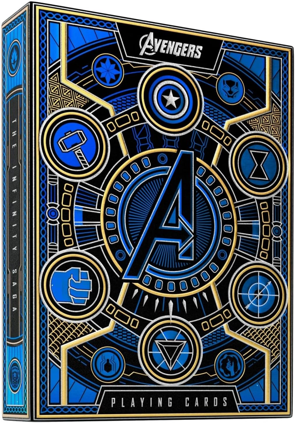 AVENGERS: Infinity Saga playing cards feature completely custom artwork in every aspect of the design, with the Aces, Jokers, box design, and court cards inspired directly by fan-favorite characters quintessential to the Marvel Cinematic Universe. Your favorite characters are brought to life! Thor and Hulk sport their Ragnarok attire, Hawkeye and Ronin share the spotlight (with a special appearance from Ant-Man!), and Iron Man wields his own Nano Gauntlet - alongside Captain Marvel, Black Panther, Spider-Ma