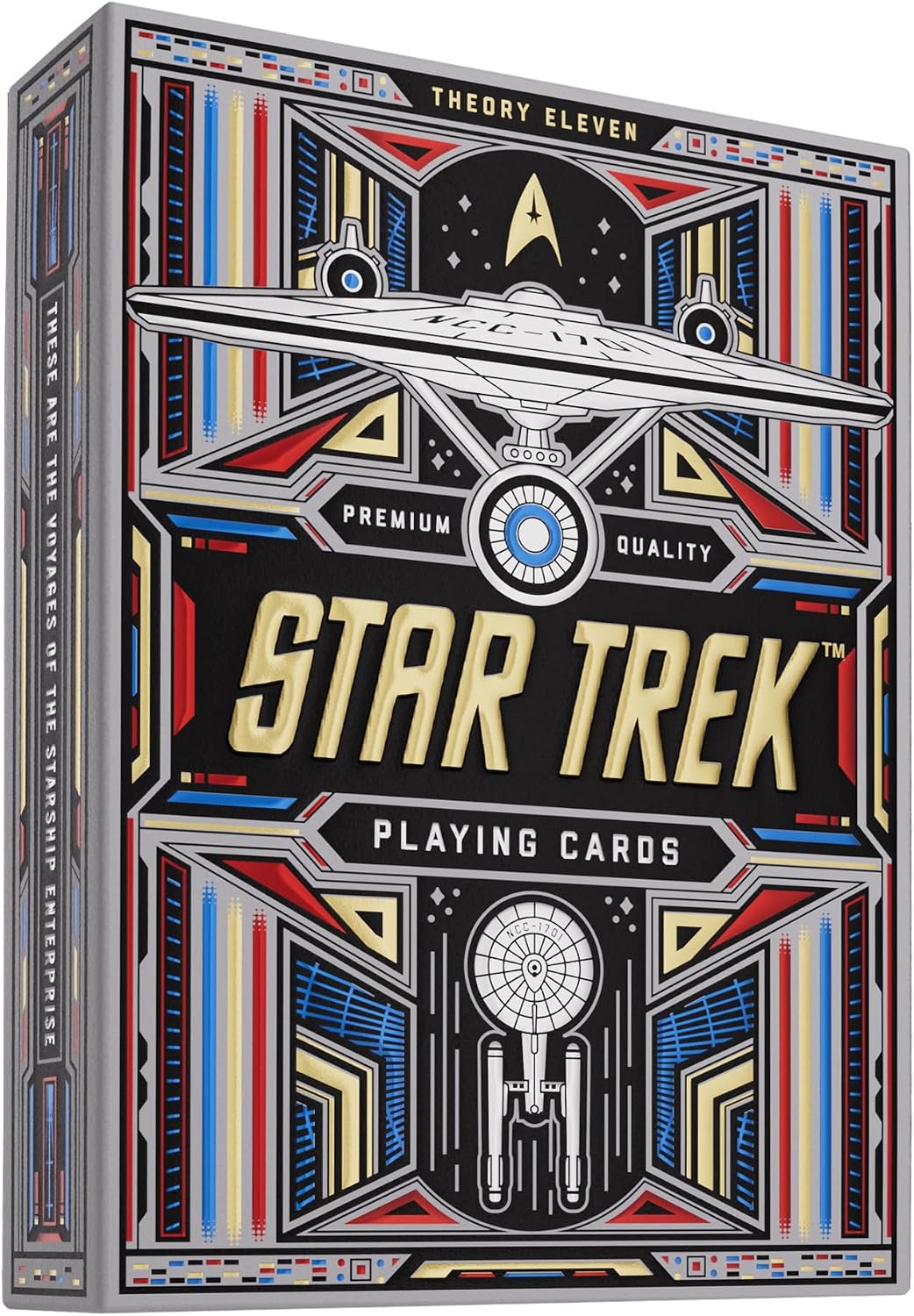 THE STARSHIP ENTERPRISE: Boldly go where no man has gone before, and explore all quadrants of the galaxy with your favorite characters from the iconic original series and the latest films! Available in two color variations - dark and light - you’ll want to beam them up for game night.
LIVE LONG AND PROSPER: Each card in the deck celebrates the legendary characters that have made Star Trek a worldwide, cultural phenomenon - including Captain Kirk, Spock, Hikaru Sulu, and more! If you’re a Trekkie, these prem
