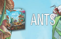 ANTS is a deep strategy game that focuses on worker management and territorial expansion. Each player begins with one of multiple unique Queen tiles, which will heavily influence your strategy and interaction with the game's interconnected systems. Throughout the game, you will guide your ant colony through cycles of growth, exploration, and conquest to establish dominance over the garden ecosystem.