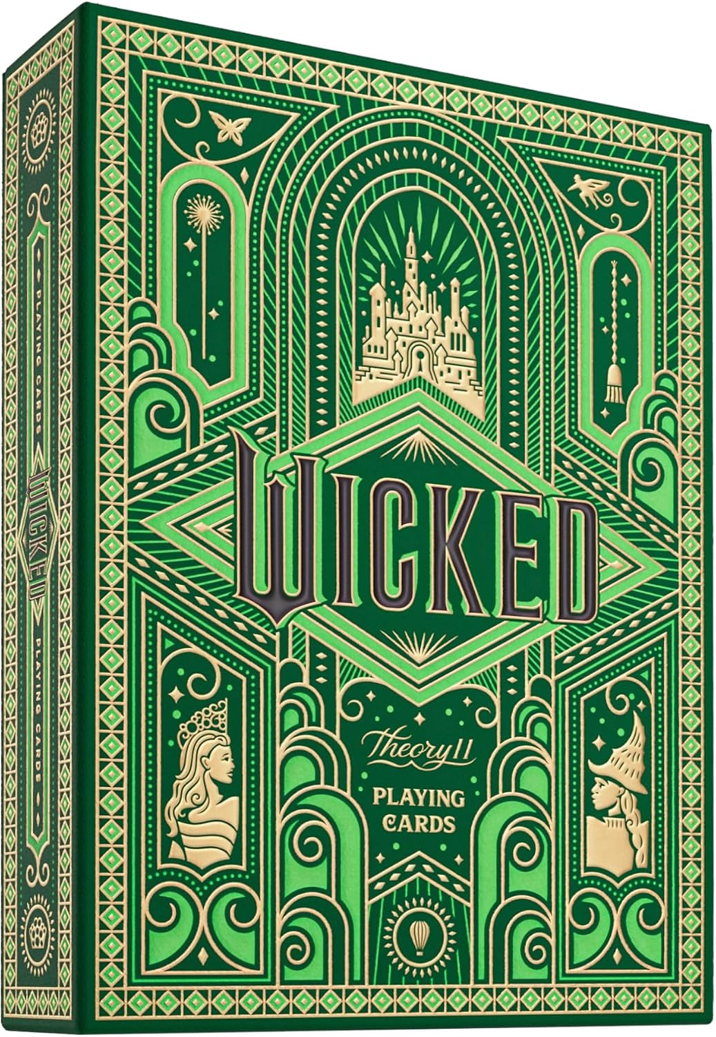 ENTER THE WORLD OF WICKED – Turn every shuffle into a trip through Oz with a green and gold themed deck made for poker nights, blackjack, solitaire, magic practice, cardistry, party games, or for display. A standout choice for fans who want playing cards with story, color, and character.
GLINDA & ELPHABA INSPIRED ART – The deck brings together the light, the dark, and the drama of Wicked with artwork inspired by Glinda, Elphaba, Madame Morrible, The Wizard, and the magical world of Oz. It feels more like a