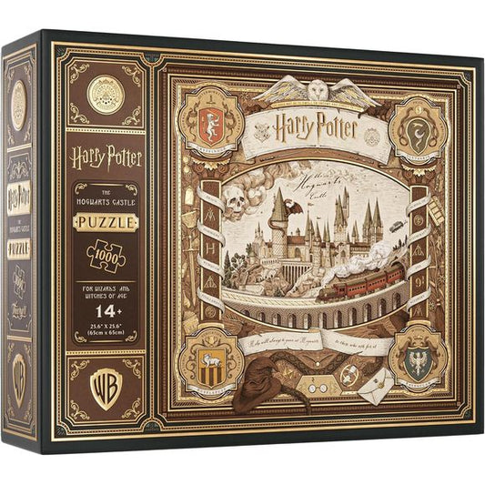 INTERACTIVE JIGSAW PUZZLE: Your journey to Hogwarts begins with this premium jigsaw puzzle, featuring a multi-dimensional twist!
THE HOGWARTS CASTLE PIECE BY PIECE: Experience the wonder of the wizarding world like never before with an enchanting 1,000 piece jigsaw puzzle that brings the journey to Hogwarts Castle and references from the series to life in intricate detail. The puzzle pieces themselves feature elegant gold foil detailing, and arrive nestled inside a premium carrying pouch.
A MULTI-DIMENSIONA