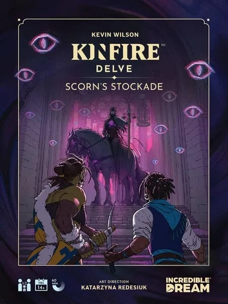 A tactical and cooperative card game for 1-2 players, in Kinfire Delve: Scorn's Stockade you will fight your way through the Well deck of challenge cards to reach Scorn, the Master of the Well, and face them in an epic final battle.