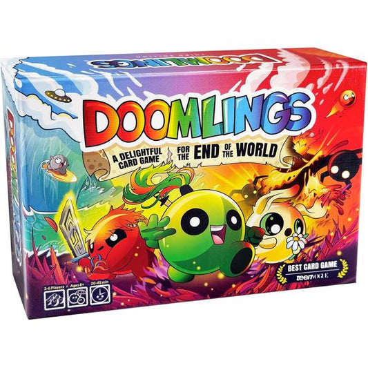 Introducing DOOMLINGS REMASTERED, a brand new upgraded base game of the classic Doomlings you know and love.

Doomlings is an easy-to-learn, strategic card game for 2-6 players. With just the right balance of light strategy and spontaneous whimsy, Doomlings is great for couples, a dinner party, or family game night! 

With 160 unique cards (no duplicates or fillers), no two games of Doomlings are ever the same!  
BASE GAME INCLUDES: 

☼ Doomlings Base Game - 160 cards needed to play Doomlings. 

☼ Doomlings