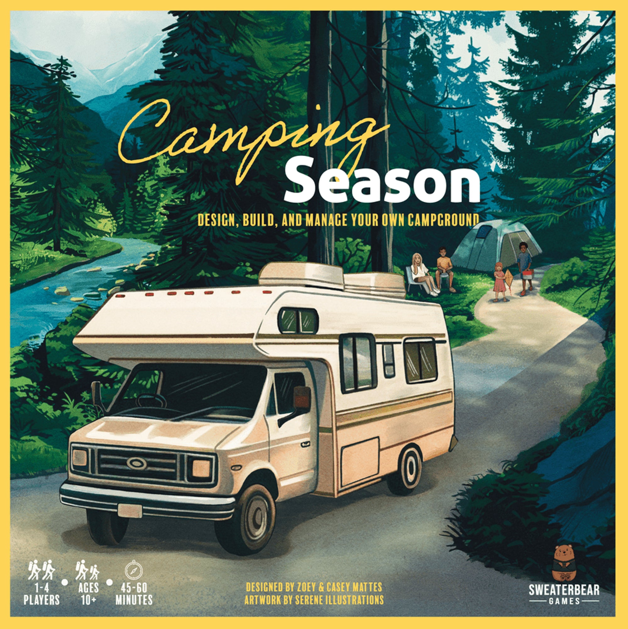 Have you ever wondered what it would be like to be the founder of a thriving campground? Well now you're invited to step into their shoes, to see if you have what it takes to run the show in Camping Season.

In this board game experience you'll have the opportunity to build, design, and manage your own campground. You and your fellow owners will have 6 seasons to create the ultimate camping experience. Whoever earns the most points by attracting guests and optimizing profits will win the game.