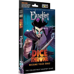 The Duelist enters the Mad King’s arena, dashing with deadly elegance. This dancing debonair disarms dastardly foes with flashy footwork, striking from unexpected angles—whether stepping forward with flair or falling backward with precision, his style is as lethal as it is captivating

Dice Throne is a fast-playing game of skilled card play and dice manipulation for 2–6 players. Roll your hero’s custom dice up to three times per turn to activate unique abilities, unleash attacks, and outplay opponents. All