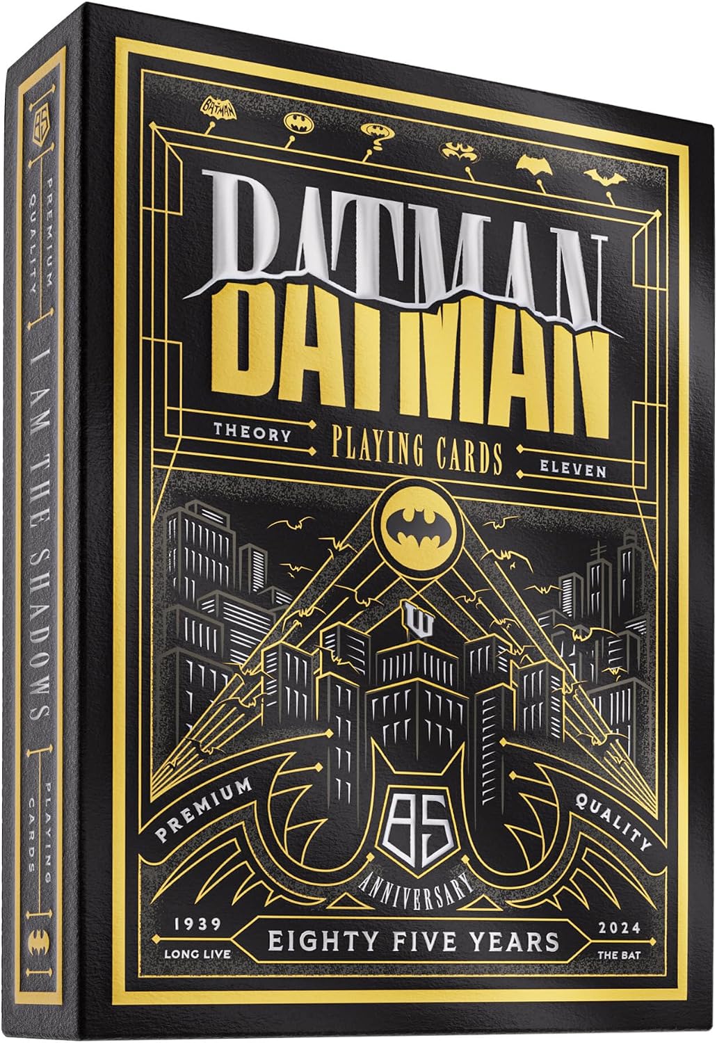LONG LIVE THE BAT: Designed to honor over eight decades of the iconic superhero, the packaging features the classic black, yellow, and silver colors synonymous with the Dark Knight, along with foil details, precise embossing, and adorned with the official seal of the City of Gotham.
I AM THE SHADOWS: For the past 85 years, the City of Gotham has needed Batman. Featuring fully custom artwork inspired by Batman’s most iconic moments, sidekicks, and legendary rogues’ gallery - along with your favorite actors t