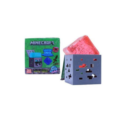 The Minecraft Jelly Cube brings squishy, hands-on fun straight from the game. Each 2.5 cube is soft, stretchy, and made to be squeezed, smashed, and explored. Hidden inside, fans can discover a Minecraft-inspired surprise, including the chance to find a real gold-plated tool shaped like a pickaxe or sword.