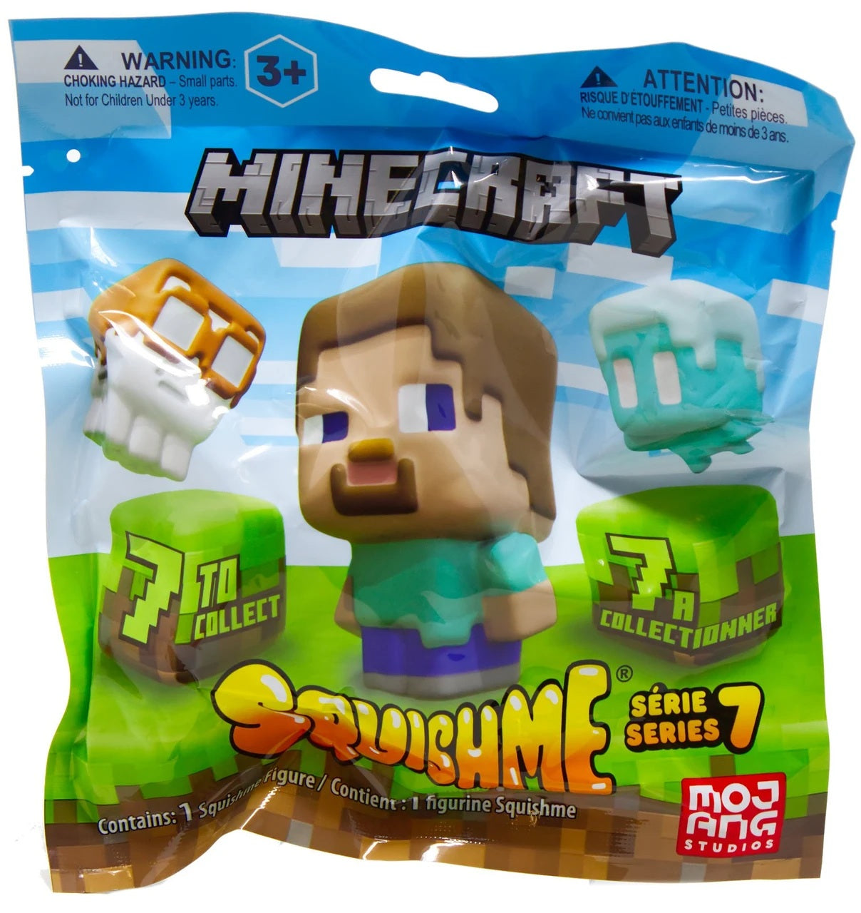 Minecraft™ SquishMe™ figures are back and bigger than ever in this new series! These officially licensed slow-rise squishy toys now measure 3.5 inches tall and feature all-new character styles designed to delight fans of the hit game. 1 blind bag at random
