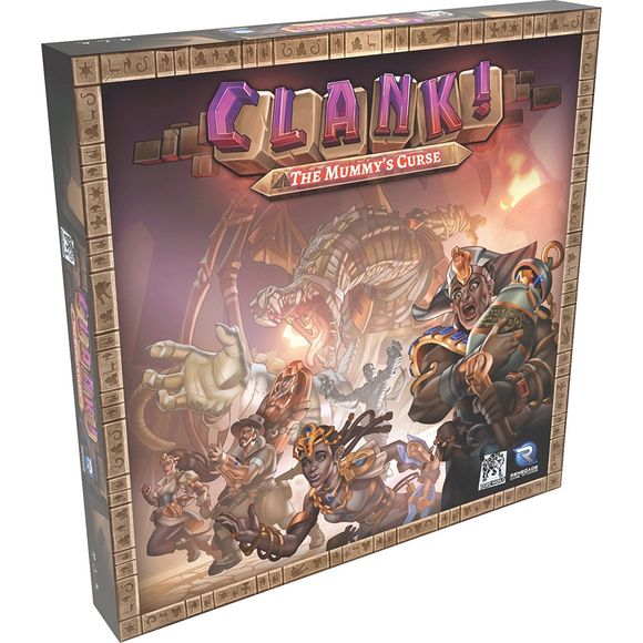 Untold riches await you inside the pyramids of the Ancients – but they are well protected. An undying Mummy guardian spreads a vile curse to those who would rob its tomb. And, inevitably, the treasure has attracted a dragon. Can you escape the fearsome Croxobek?

This is an expansion!
Requires Clank! A Deck-Building Adventure to play.

Features:

· Explore the mysterious pyramids seeking treasure and artifacts!

· Will you avoid the Mummy or defeat him to avoid the curse!

· 40 new cards to add t