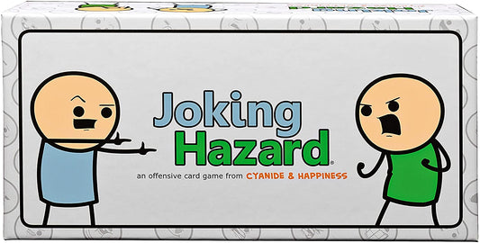 Joking Hazard is an EXTREMELY not-for-kids party game from the minds of Cyanide & Happiness, the hit webcomic. Inspired by the Cyanide & Happiness Random Comic Generator, Joking Hazard is a game in which you compete with your friends and enemies to finish an awful three-panel comic, from a deck of cards with millions of possible combinations.