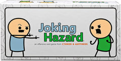 Joking Hazard is an EXTREMELY not-for-kids party game from the minds of Cyanide & Happiness, the hit webcomic. Inspired by the Cyanide & Happiness Random Comic Generator, Joking Hazard is a game in which you compete with your friends and enemies to finish an awful three-panel comic, from a deck of cards with millions of possible combinations.