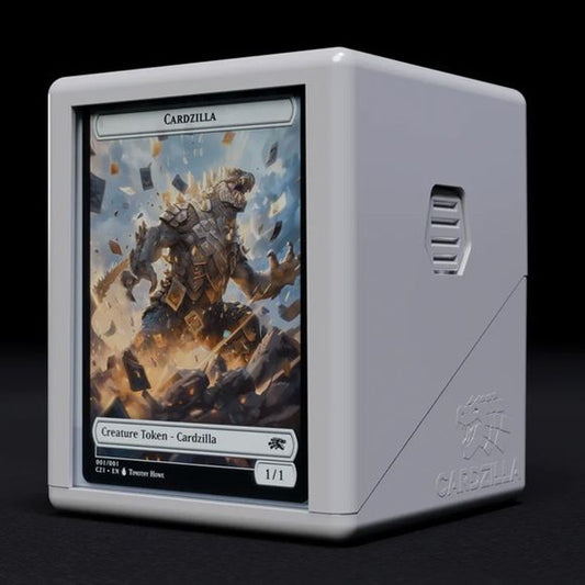 The Showcase 100+ securely holds 100 double-sleeved cards and features patented Lock Grip buttons for a firm, no spill close. Each box includes a custom Perfect Fit Toploader for front-facing display— perfect for holding any standard size card. Available in black, white, red, green, and blue. Holds 100 double sleeved cards, plus room for tokens. Patented lock grip buttons and design. Includes a perfect fit top loader with every box. Manufactured in the U.S.