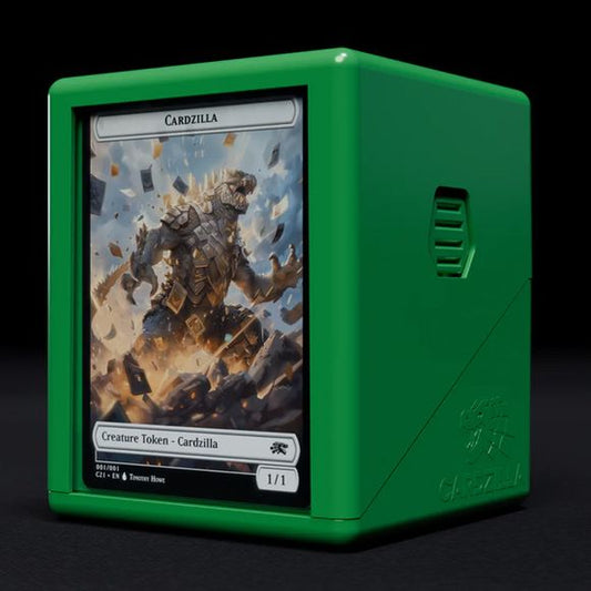 The Showcase 100+ securely holds 100 double-sleeved cards and features patented Lock Grip buttons for a firm, no spill close. Each box includes a custom Perfect Fit Toploader for front-facing display— perfect for holding any standard size card. Available in black, white, red, green, and blue. Holds 100 double sleeved cards, plus room for tokens. Patented lock grip buttons and design. Includes a perfect fit top loader with every box. Manufactured in the U.S.