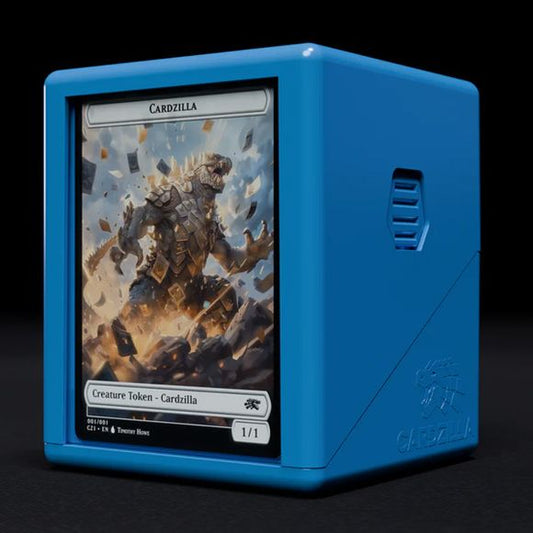 The Showcase 100+ securely holds 100 double-sleeved cards and features patented Lock Grip buttons for a firm, no spill close. Each box includes a custom Perfect Fit Toploader for front-facing display— perfect for holding any standard size card. Available in black, white, red, green, and blue. Holds 100 double sleeved cards, plus room for tokens. Patented lock grip buttons and design. Includes a perfect fit top loader with every box. Manufactured in the U.S.