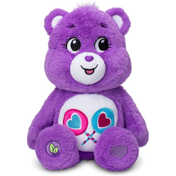 The Care Bears are a group of lovable, huggable BFFs who are all about spreading good caring vibes across the world. As part of their mission of sharing and caring, they want to ensure that we are keeping our earth clean for generations to come by embracing a message of "cleaner and greener is the way to grow!" To champion their message of environmental responsibility, 14" Share Bear plushie has become one of the newest besties to "go green!" Made from sustainable materials, 14" Share Bear has been designed