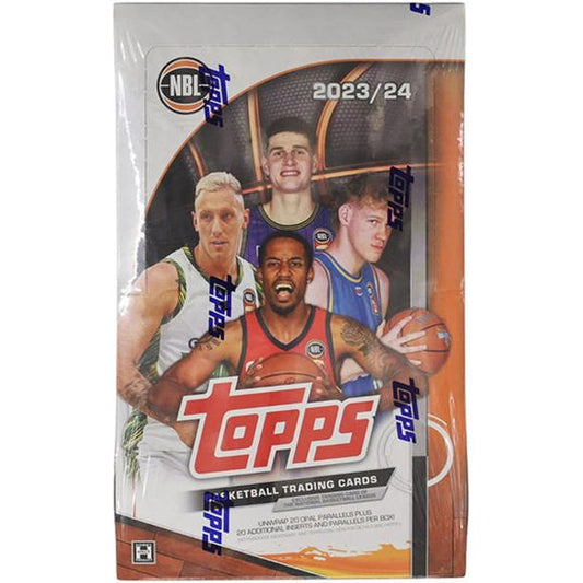 Topps NBL Basketball is back in the 2023/2024 Season! Complete the 100 Card. Look also for brand new Opal Parallels and inserts in 23/24 Topps NBL!

Product Configuration: 6 cards per pack, 20 packs per box
BOX BREAK: at least 20 opal parallels, 2 blue parallels and 16 inserts or insert parallel card