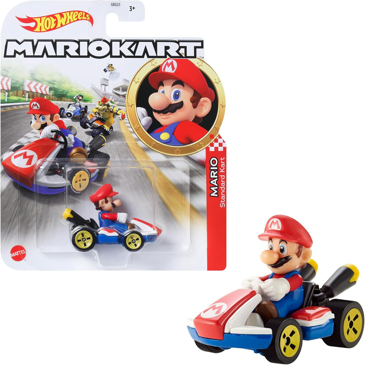 Kids can choose their favorite Mario Kart characters and speed off-line for racing and stunting madness with the Hot Wheels 1:64 Mario Kart replica die-cast assortment! Power-up imagination with fan-favorite iconic Mario Kart characters. Combine the hands-on thrill of Hot Wheels performance. Re-live or reinvent game-inspired stunting, racing and adventure stories. Each Mario Kart player vehicle is suitable for Hot Wheels track to expand the fun (track sold separately). Each vehicle sold separately, subject