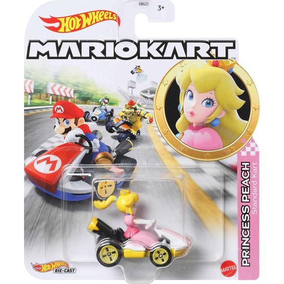 Kids can choose their favorite Mario Kart characters and speed off-line for racing and stunting madness with the Hot Wheels 1:64 Mario Kart replica die-cast assortment! Power-up imagination with fan-favorite iconic Mario Kart characters. Combine the hands-on thrill of Hot Wheels performance. Re-live or reinvent game-inspired stunting, racing and adventure stories. Each Mario Kart player vehicle is suitable for Hot Wheels track to expand the fun (track sold separately). Each vehicle sold separately, subject