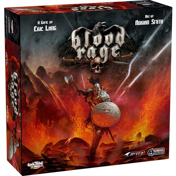 From Guillotine Games, the studio that brought you Zombicide, comes the ultimate Viking saga. Blood Rage is a Viking board game created by acclaimed game designer Eric M. Lang. In this fast-paced yet highly strategic game, 2 to 4 players take control of Viking clans, invading, pillaging, and battling in a quest to gain as much glory as possible before Ragnarok finally consumes the land! The game's striking visuals are a combination of Adrian Smith's highly evocative artwork, and Mike McVey's amazingly detai
