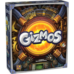 In Gizmos, players take on the role of contestants in the Great Science Fair. They will pluck energy marbles from the innovative plastic Energy Dispenser and use them to construct new Gizmos, adding them to their machines. Players will have to plan ahead as they build, since Gizmos can chain-react off of one-another. As more Gizmos are added, more reactions can trigger, creating some truly epic turns. In the end, the player with the most Victory Points is declared the winner.