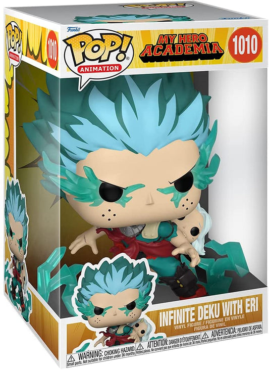 Deku and the heroes-in-training at U.A. High School are determined to rescue Eri. Offer safe haven to Jumbo Pop! Deku with Eri by adding them to your My Hero Academia collection and complete the set. This Jumbo Pop! is sure to be a big hit in your display! Vinyl figure is approximately 11.25-inches tall.