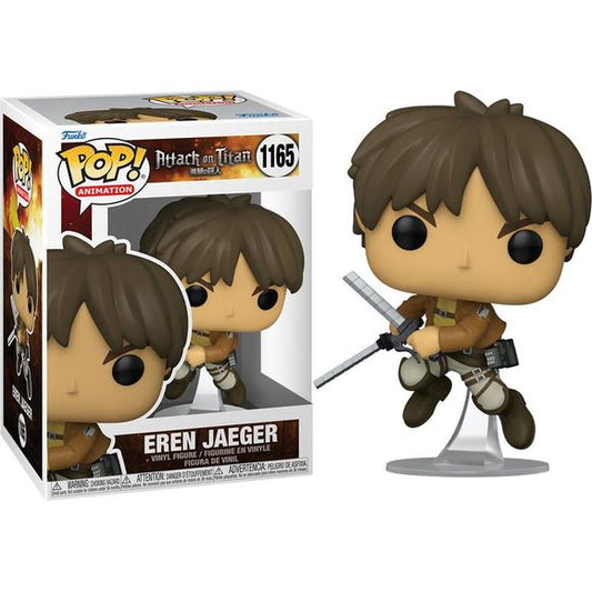 Pop! Eren Jaeger leaps into the next mission in your Attack on Titan collection. Eren Jaeger is dedicated to ending the reign of terror the Titans unleash upon the world.
. Vinyl figure is approximately 4.6-inches tall.