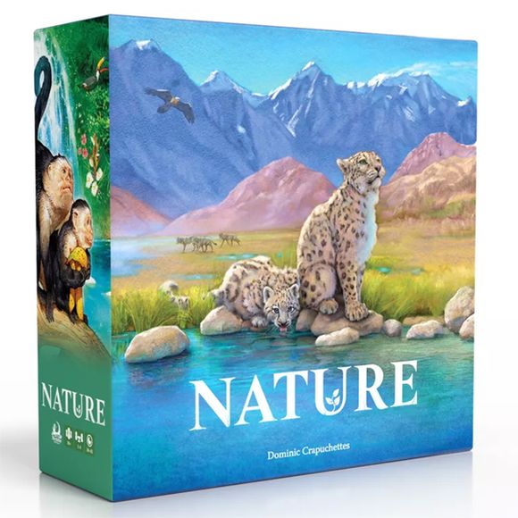 Adapt to the Changing Environment.

Nature is a strategy board game by the designer of the award-winning Evolution series.

In Nature, you will try to grow the population of your species in a dynamic ecosystem where food is scarce and predators lurk.

Give your species traits like Tusked to help them find food, Fast to outrun predators, or Clawed to hunt other species. Every game brings new species and new challenges.

Welcome to Nature, where every game brings a new world to explore!