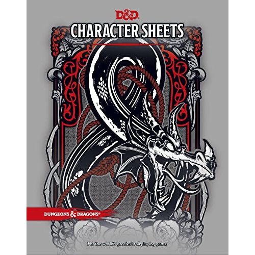 Inside the pockets of this lavishly illustrated protective folder, you’ll find a full set of fifth edition Dungeons & Dragons character sheets for use in any D&D campaign.

This product includes three additional styles of double-sided character sheets giving veteran players options based on their individual play preference and spell sheets for keeping track of their magical repertoire. Each character sheet provides plenty of room to keep track of everything that makes a character unique.

Also included